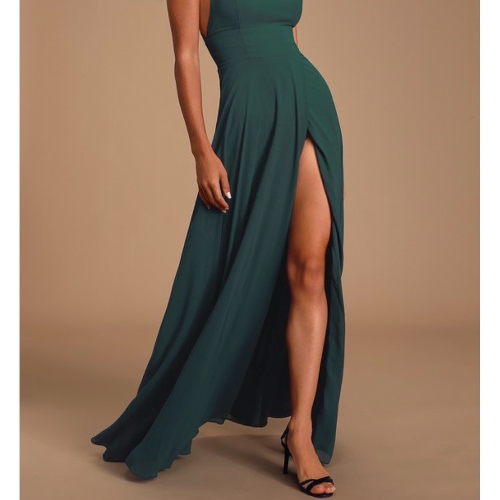 Lulu's Dreamy Romance Forest Green Dress